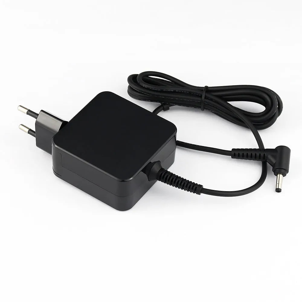 Black 45W laptop power adapter with DC connector cable and American standard electrical plug