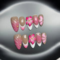 French style decorative artificial nails with three-dimensional lily ice flower manicure design in plastic construction