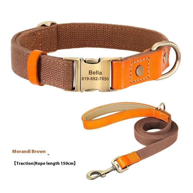 Mohair dog collar and traction rope set for small dogs in six colour options with lettering patterns