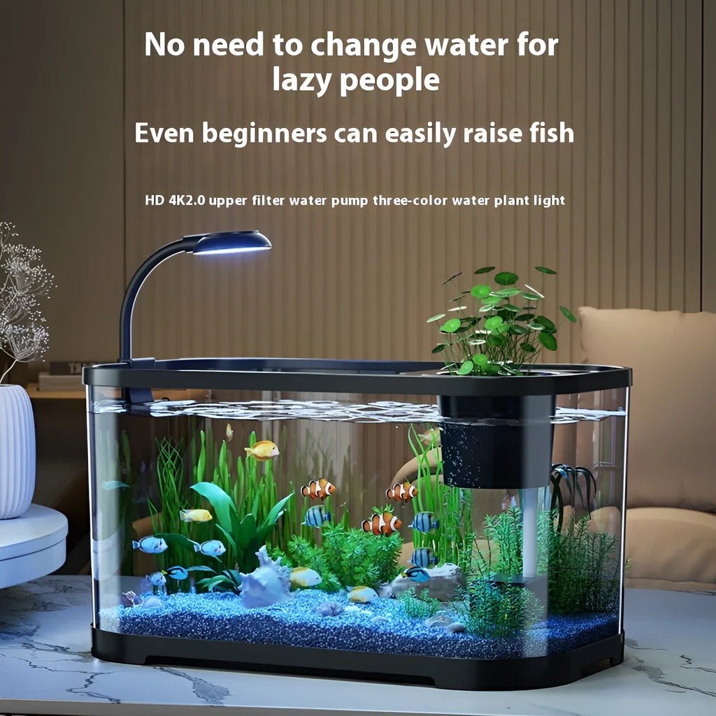 Desktop ecological landscape filter oxygen-making integrated fish tank in luxury white colour