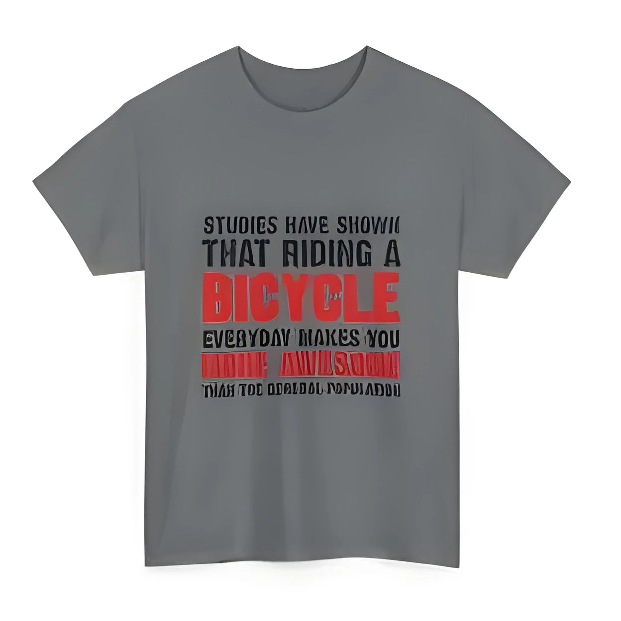 Grey women's cotton short sleeve t-shirt with a printed pattern, laid flat.