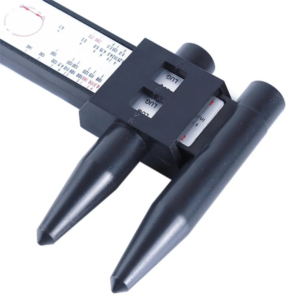 Digital hole distance measuring tool with plastic construction and 18cm length for wheel hub measurement