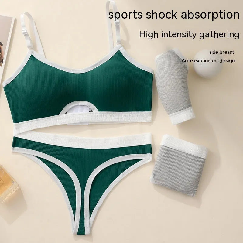 Contrast colour sports bra tube top suit with underwired support and chest pad in multiple colour options