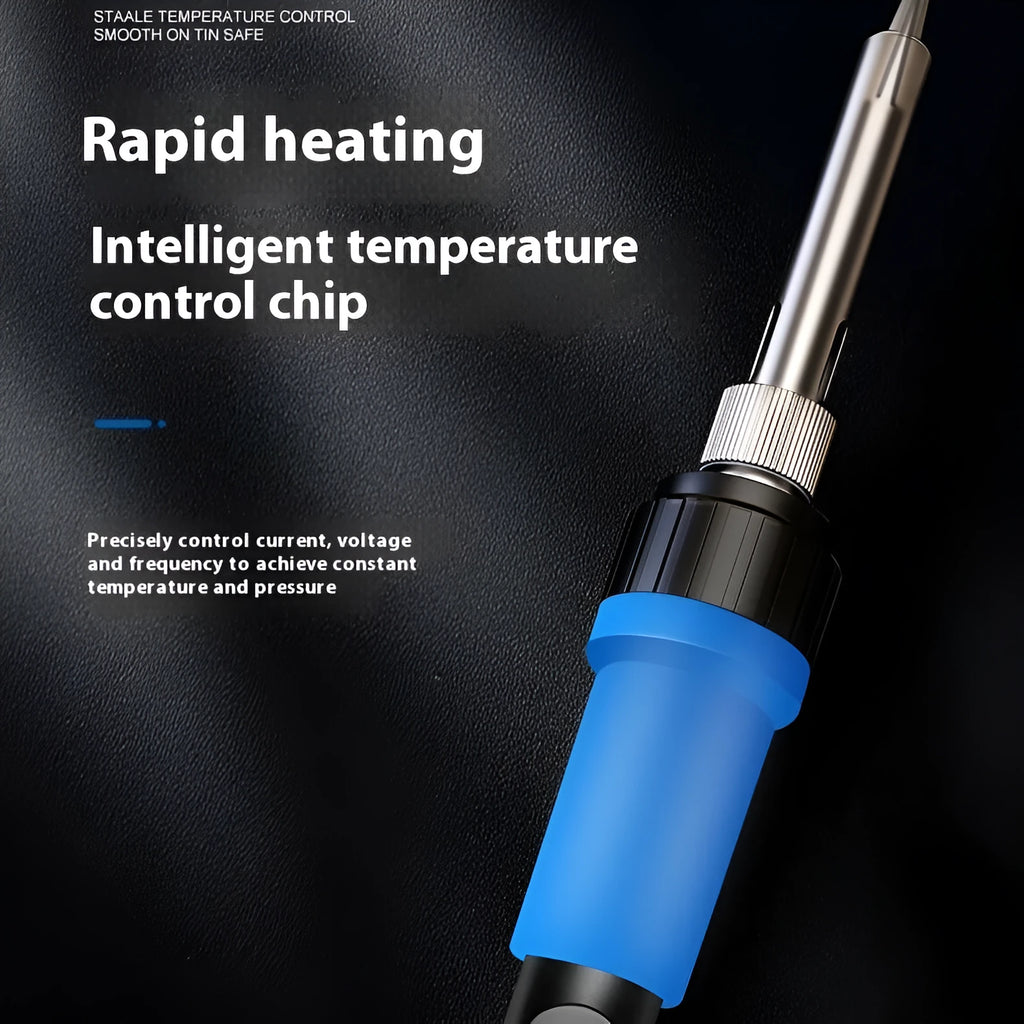 Grey 90W electric soldering iron with ceramic heating core and five soldering tips