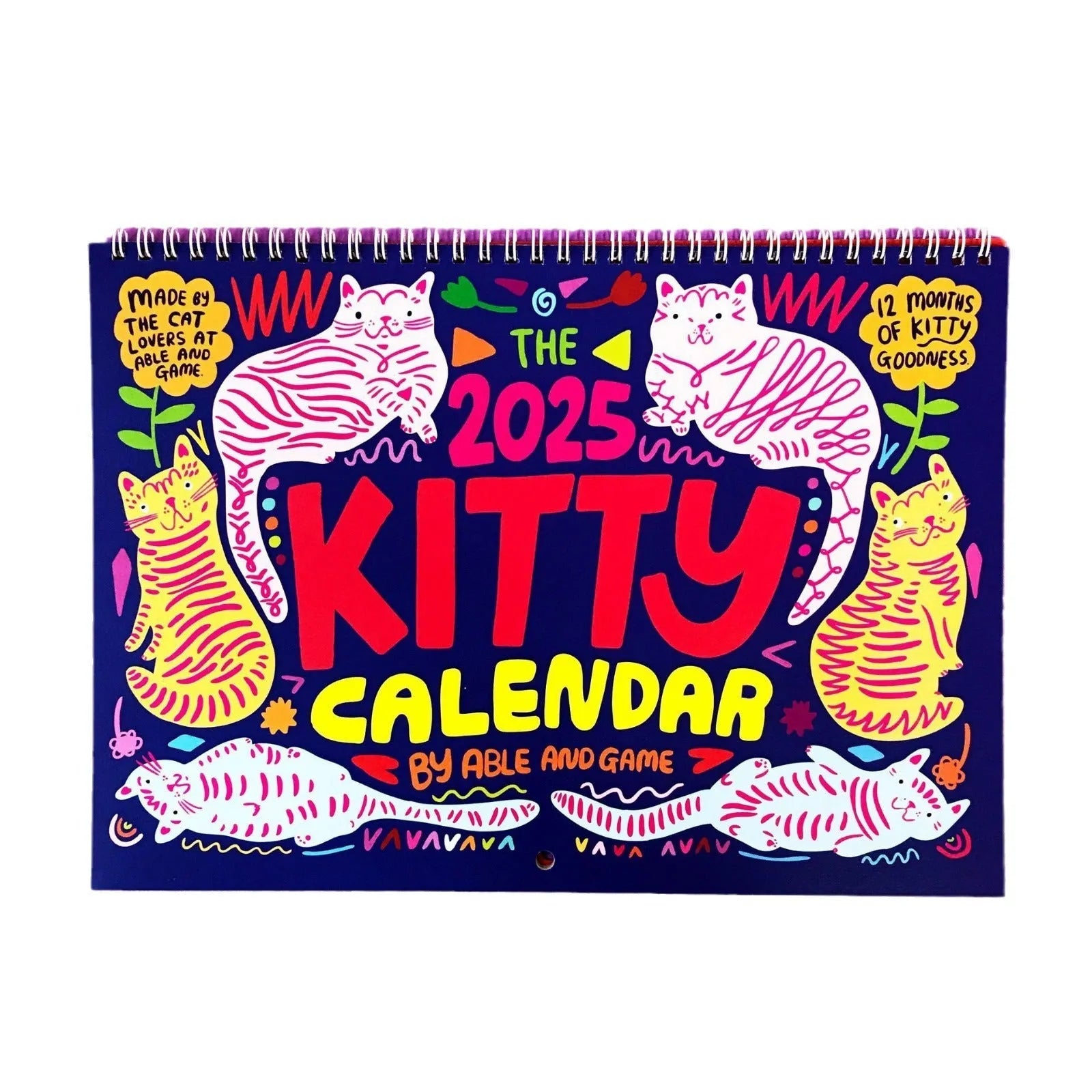 Cat-themed 2024 and 2025 wall calendar planner with monthly pages for home or office