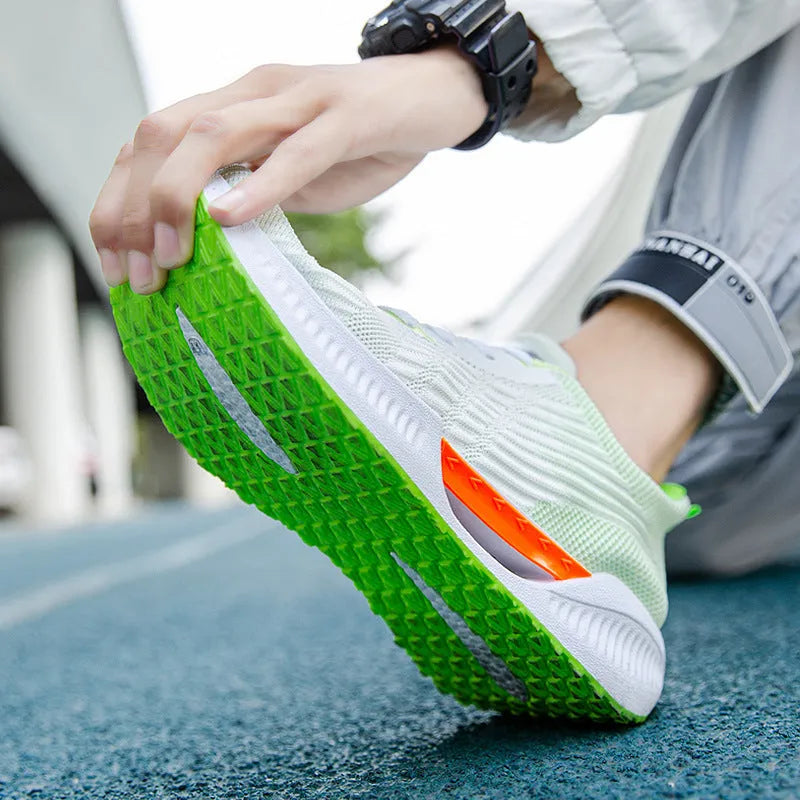 Men's blue casual mesh shoes with cloth upper and round toe design for leisure activities