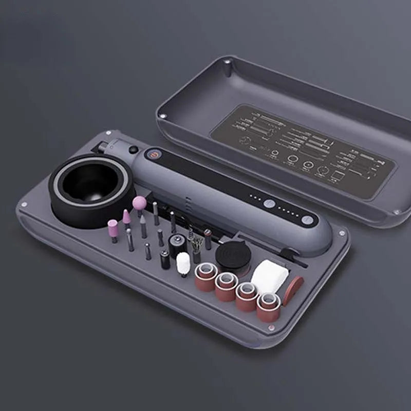 Mini electric polishing and cutting machine set with grinder, lithium battery, and five-speed control