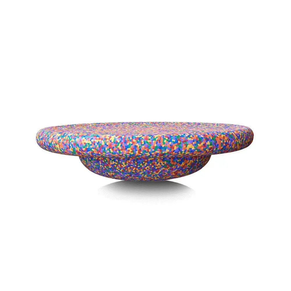 Plastic wood surf balance board for children, shown in mixed colour and black wood grain finishes.