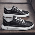 Men's Korean style casual shoes in beige with round toe and flat bottom sole