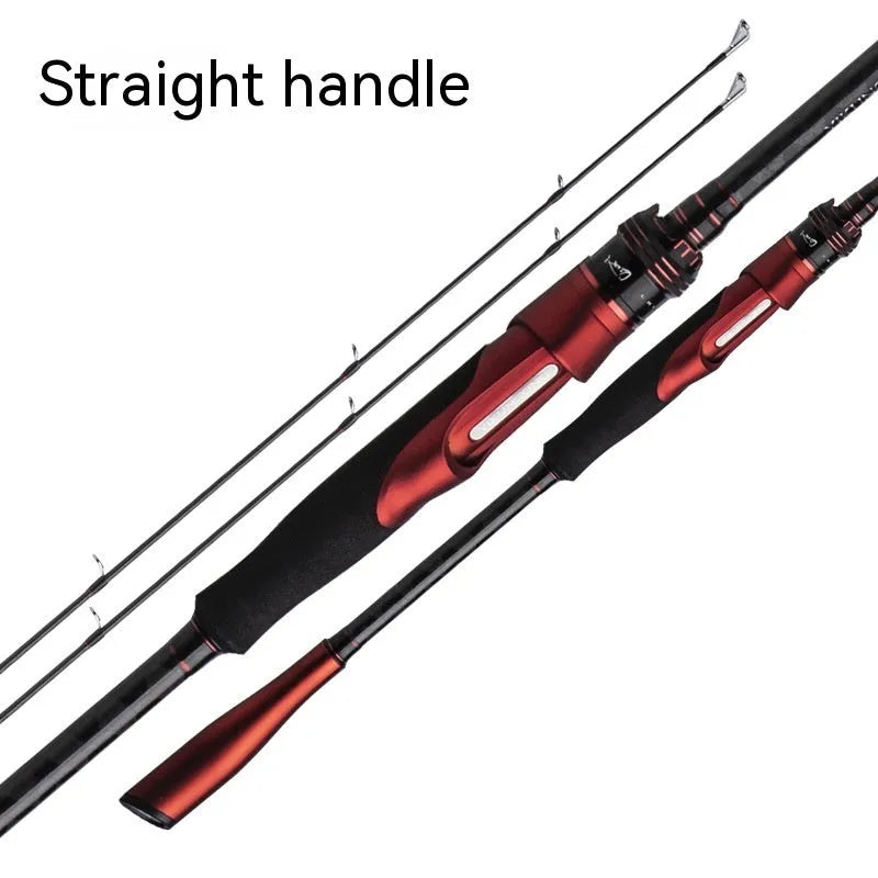 Carbon fishing rod with choice of straight or pikestaff handle in 2.1m and 2.4m lengths