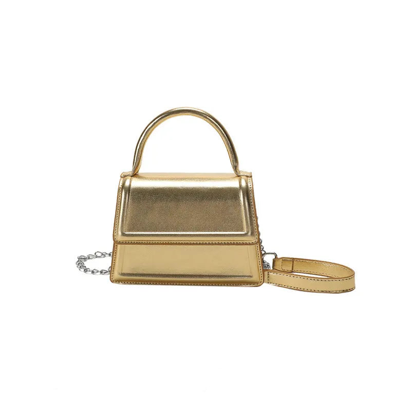 PU leather retro crossbody shoulder bag in horizontal square shape with sewn line detail