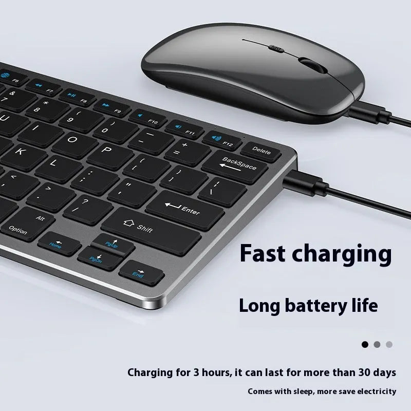 Ultra-thin wireless keyboard and mouse suit in black, gun colour, or silver with keyboard cover