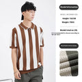 Men's striped short sleeve summer sweater with zipper decoration in viscose fabric showing colour options