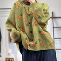 Mori artistic printing cardigan sweater with colour contrast design in loose casual fit