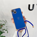 TPU hollow love crossbody lanyard phone case for Apple iPhone, electroplated heart design, grey option