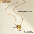 Geometric gold-plated pendant necklace with adjustable chain on white background