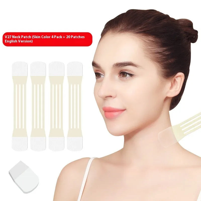 V27 neck firming invisible adhesive tape set with skin-tone colour and 20 patches