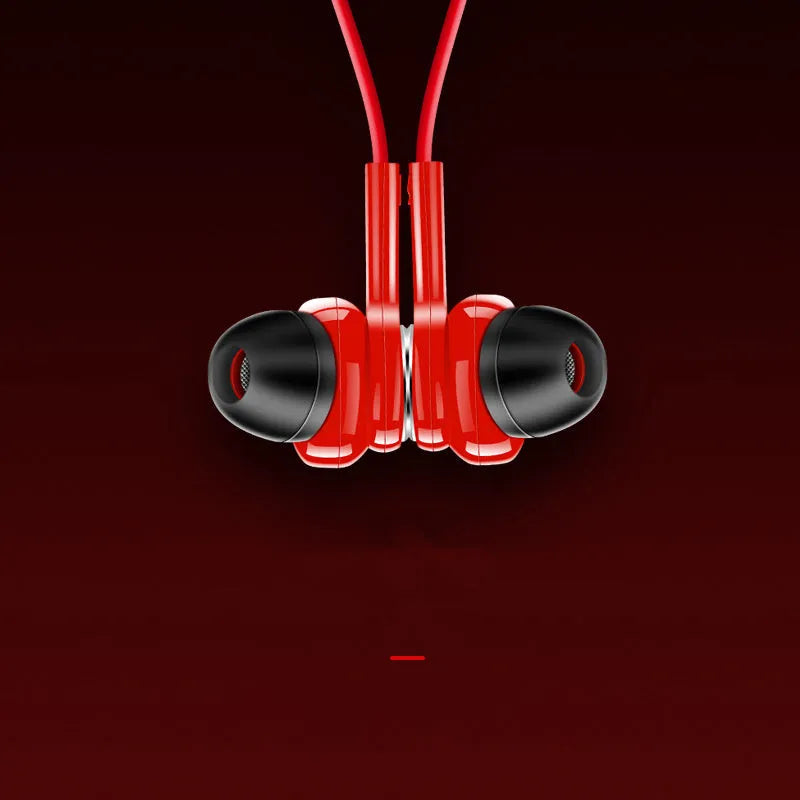 Black Bluetooth neckband sports earphones with earpieces and USB cable