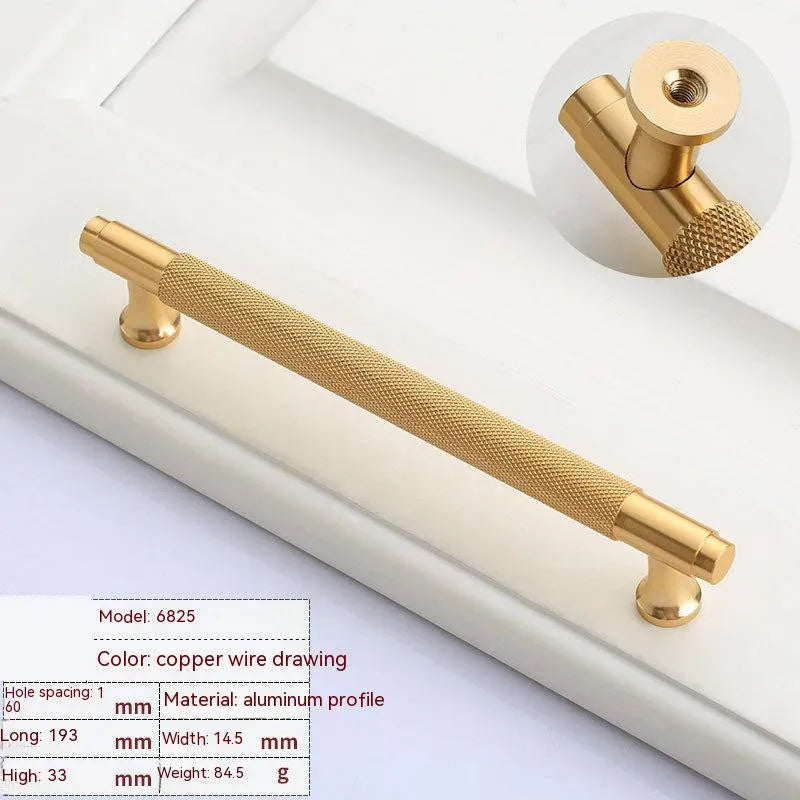Brushed brass European style cabinet handle with aluminium alloy construction