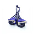 Black VGA cable with nickel-plated connectors for computer monitor and television connections
