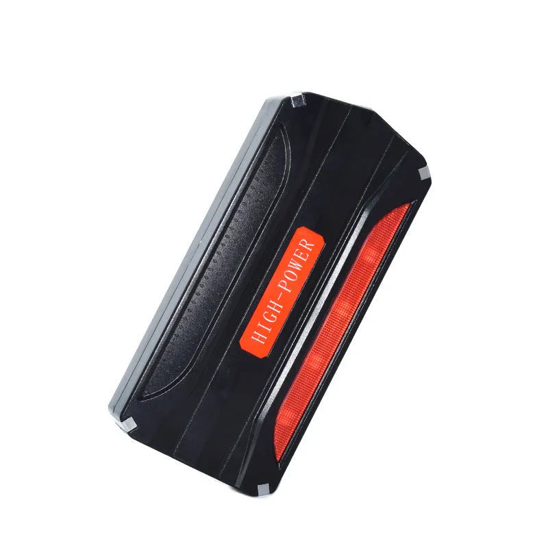 Black red vehicle emergency starting power supply showing compact design with safety protection features