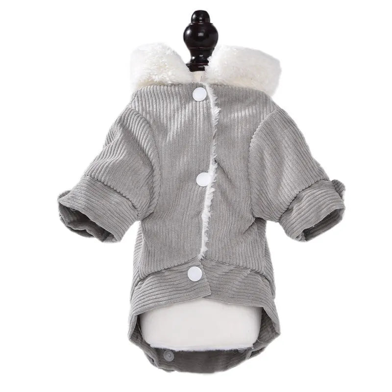 Lambswool grey padded dog vest with wool lining for winter warmth