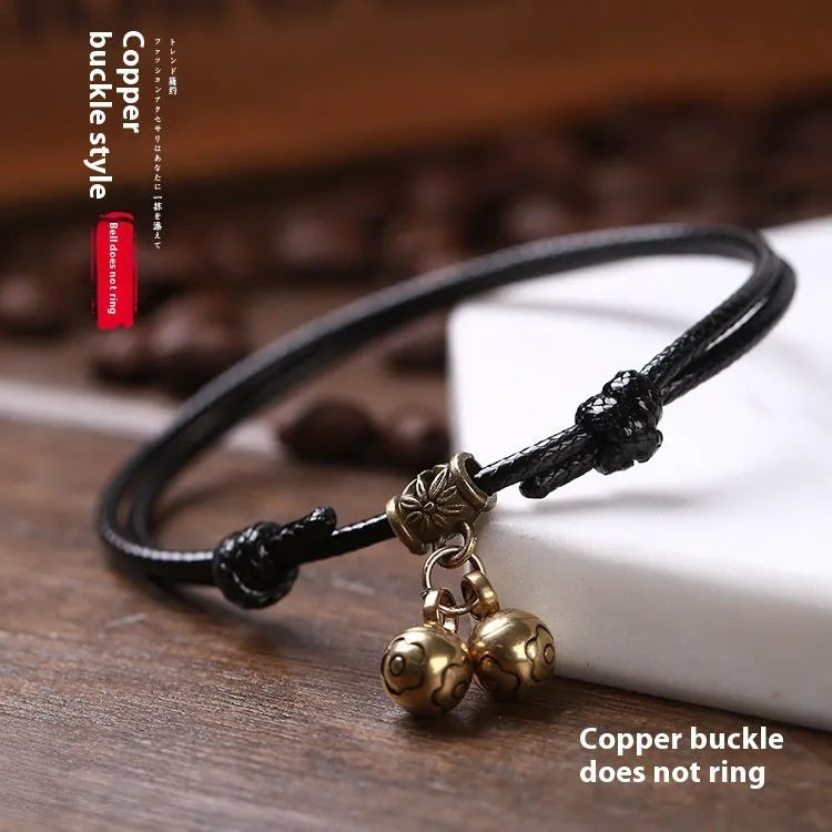 Adjustable nylon dog collar with brass bell for small dogs in black, red, or coffee colours