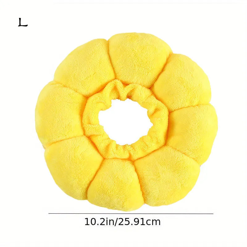 Cute sunflower-shaped adjustable recovery collar for small pets, soft cotton material