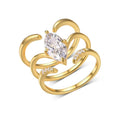 Gold zinc alloy geometric ring set with inlaid horse eye motif for women