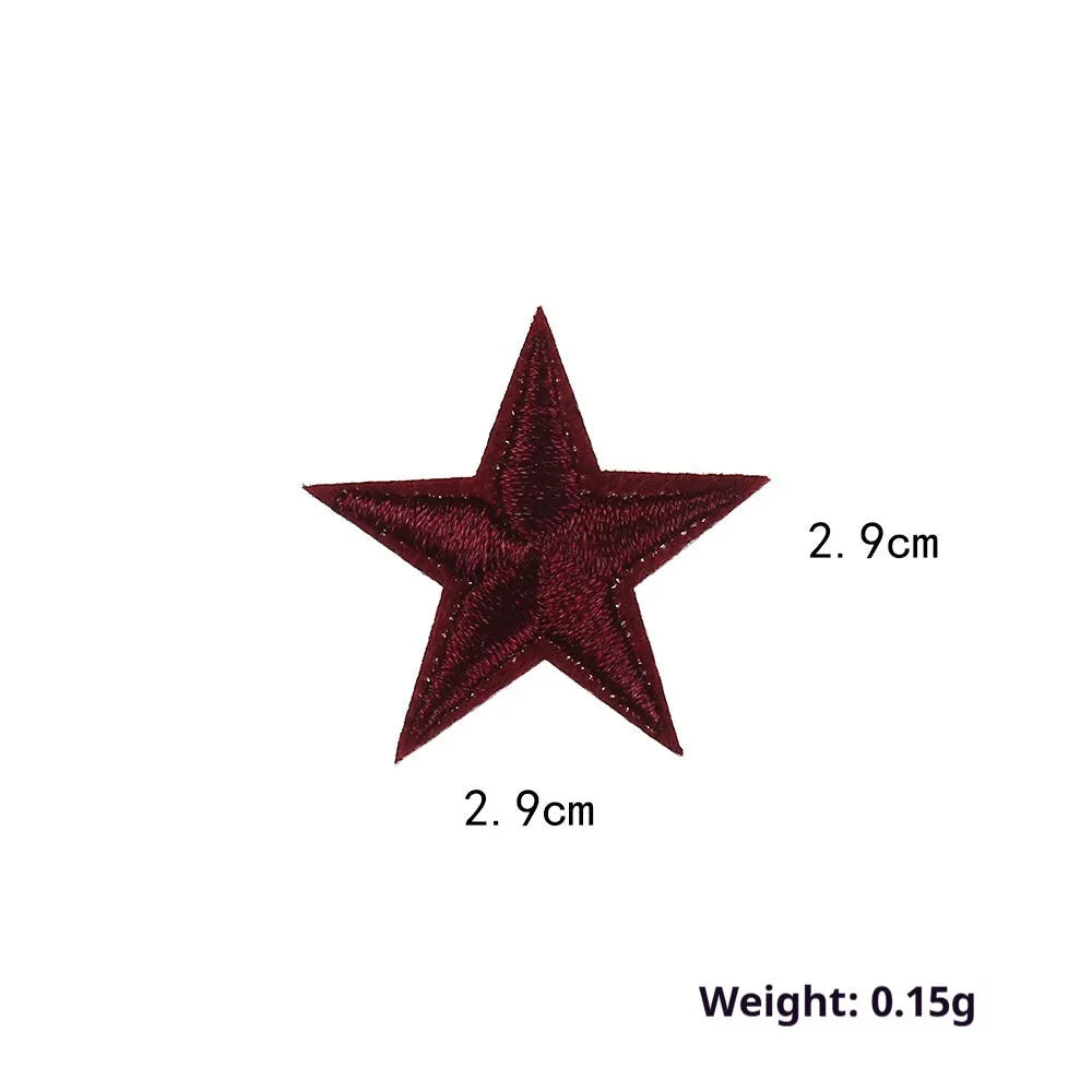 Five-pointed star embroidery label cloth stickers in assorted colours for clothing decoration
