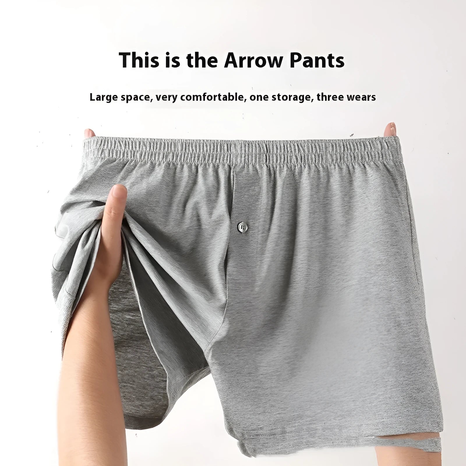 Men's high waist cotton boxer shorts in solid colours with loose fit design
