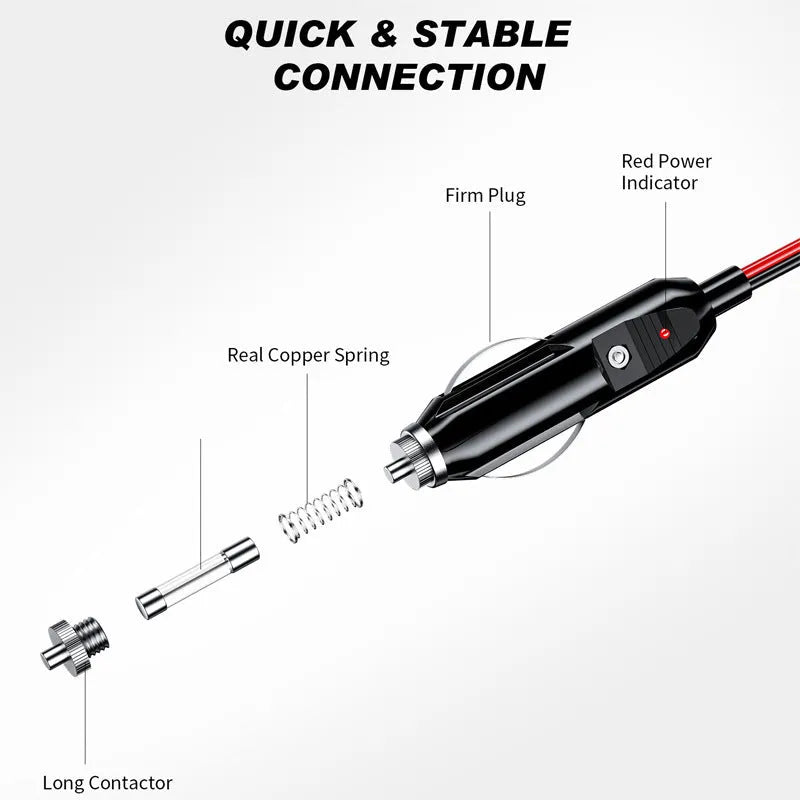 Car 12V 24V cigarette lighter extension cable Y8 one drag two with two USB ports, 15cm wire, Bakelite body