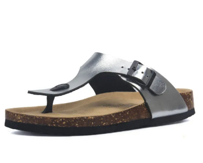 Cork leisure flip flop summer beach shoes with open toe and hollow design in white and black, sizes 35-46