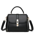 Women's soft leather square shoulder bag in black, red, green, or blue with single strap