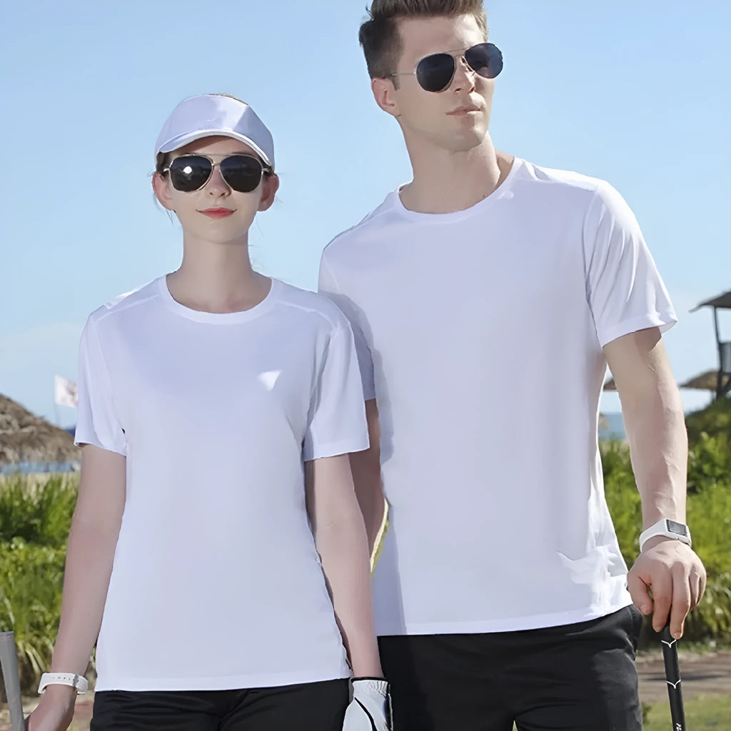 Men's solid colour pure cotton loose round neck T-shirt in Black, front view