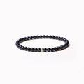 Unisex agate bracelet with obsidian, blue San, and black agate stones in 4mm geometric design