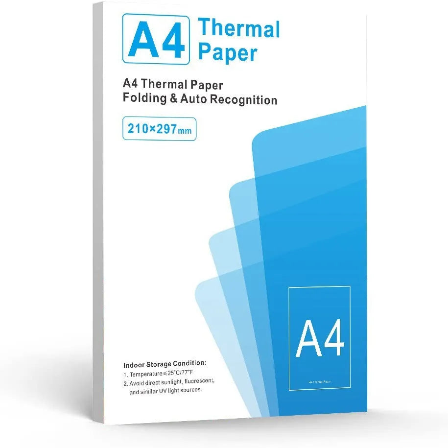 White A4 thermal paper for portable thermal printers with quick-drying thermosensitive coating