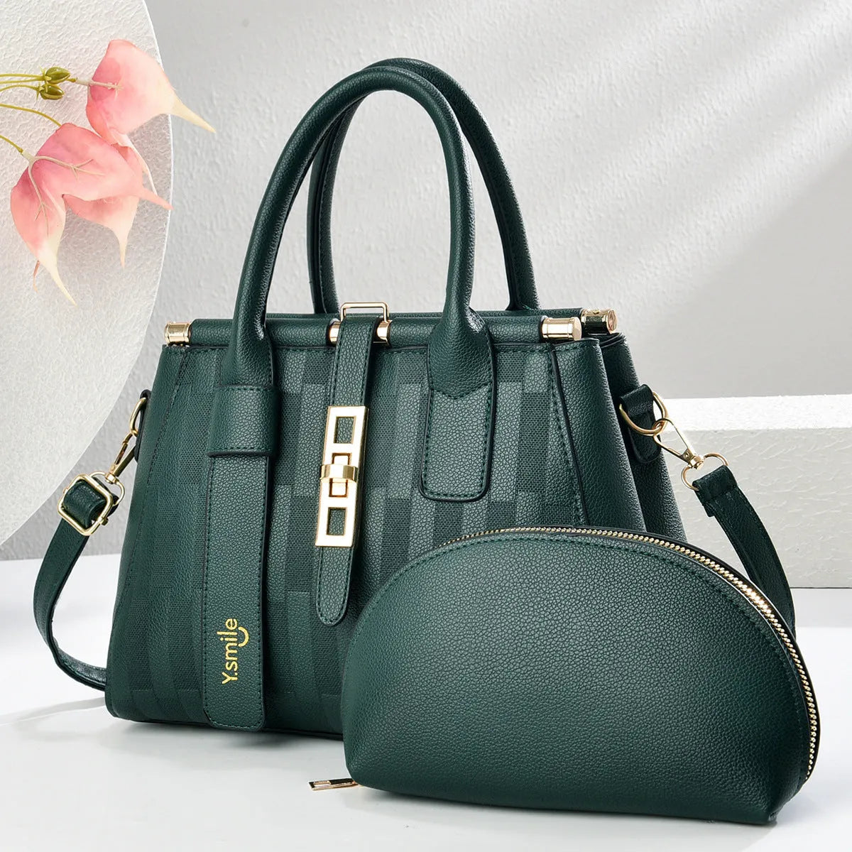 PU leather crossbody handbag with round suitcase shape in multiple colour options