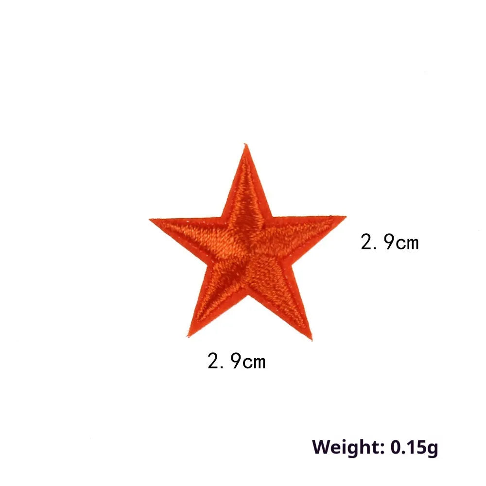Five-pointed star embroidery label cloth stickers in assorted colours for clothing decoration
