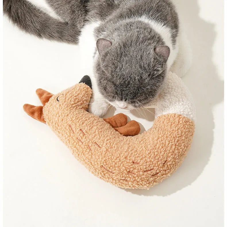 Cartoon dog grinding toy in fox or duckling design with teddy velvet fabric