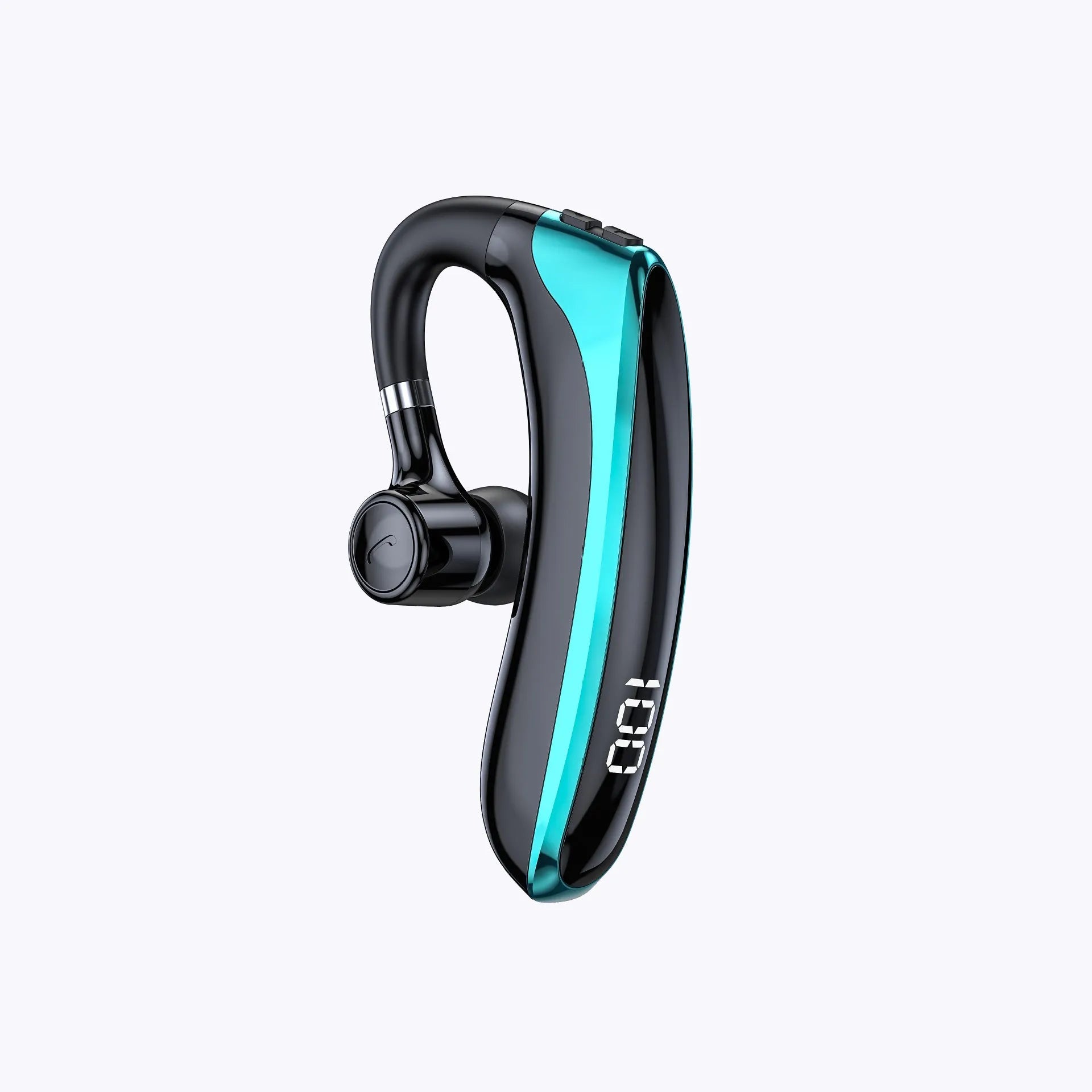 High-gloss black single-ear bone conduction sports Bluetooth headset with digital display and breathing light