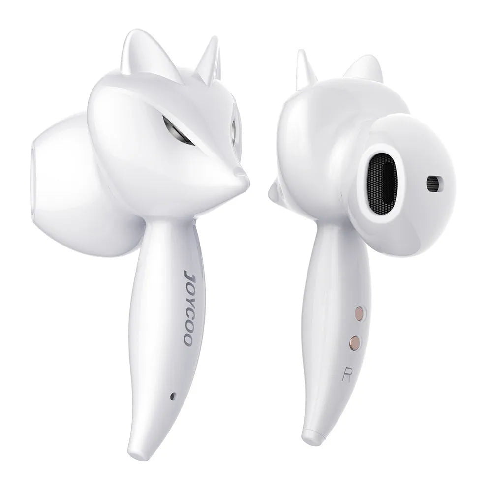 Cartoon fox Bluetooth wireless headset in red with double stereo earbuds