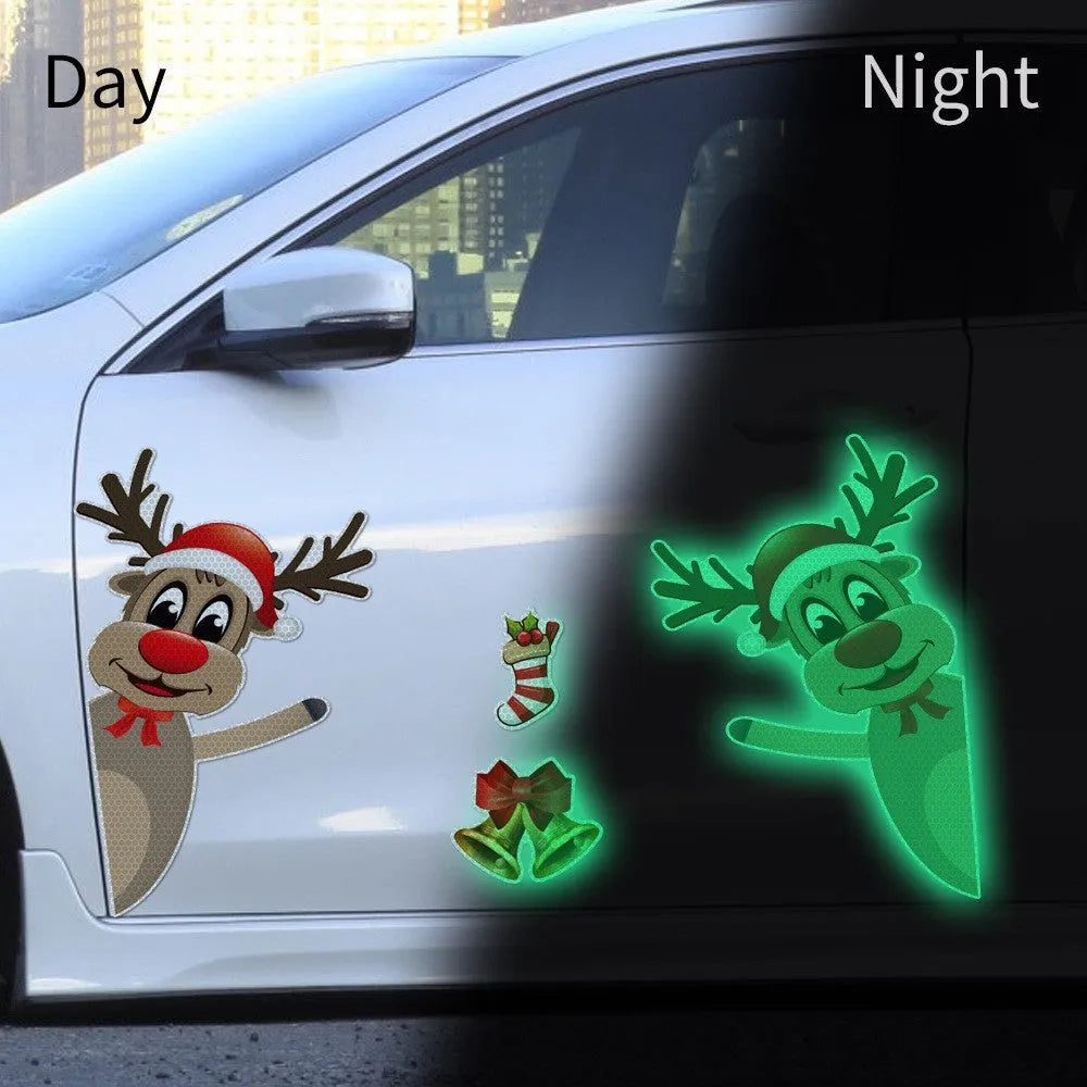 Christmas elk bell magnetic luminous reflective bumper stickers for car decoration in YFC002 colour