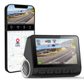 V55 4K UHD night vision car camera in black with lens, mounted on front windshield