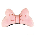 Soft plush bow helmet decoration for motorcycle and ski helmets in red or pink colours.