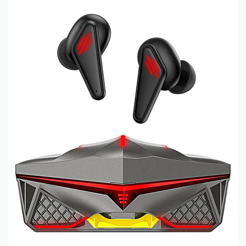 K98 Black Bluetooth wireless earphones with charging bay and data cable