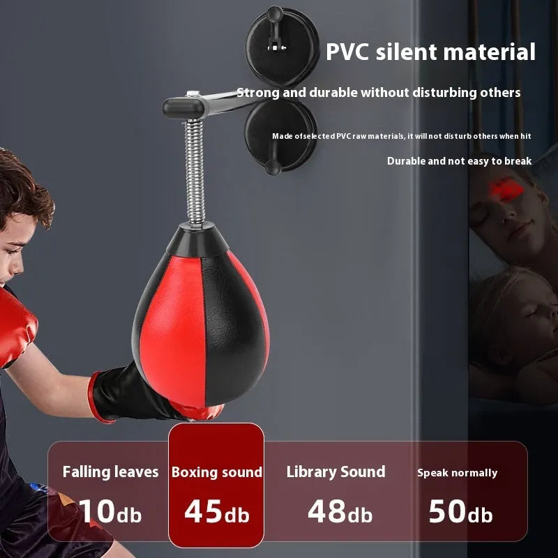 Red and black inflatable hanging boxing ball with double suction cup mounting system