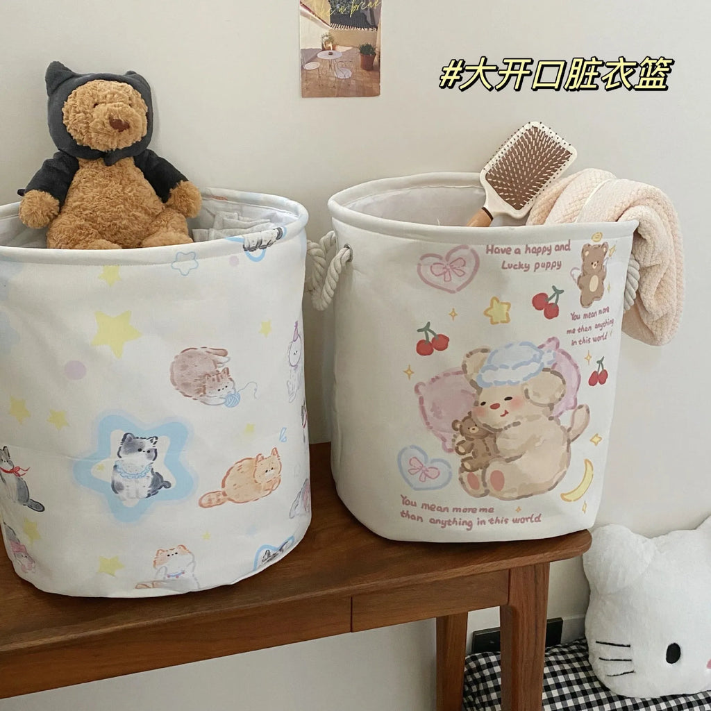 Foldable cotton laundry basket in modern simple style with large capacity for bedroom or bathroom