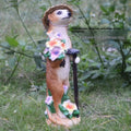 Three yellow-brown straw hat mongoose resin ornaments for bonsai gardening decoration