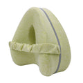 Heart-shaped memory foam leg pillow in blue colour showing 25x23x13cm dimensions